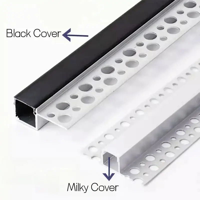 Black and milky white plastic covers for modern perforated silver led aluminum profile living room light track