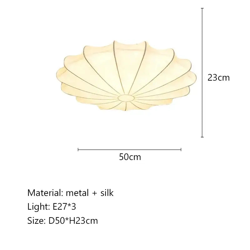 Modern petal cream silk led ceiling lamp made of metal and silk for living room decorbites cream silk lighting