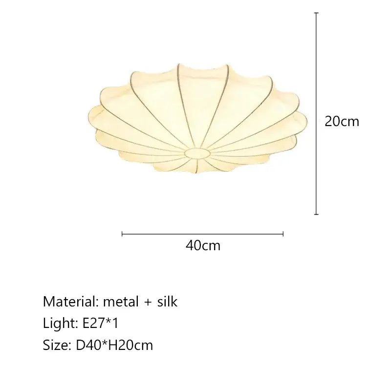 Modern petal cream silk led ceiling lamp with cream-colored shell shape metal frame for living room decorbites cream silk