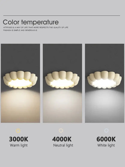 Modern petal cream wind ceiling lights bedroom fixture with soft white plastic housing and three color temperature options