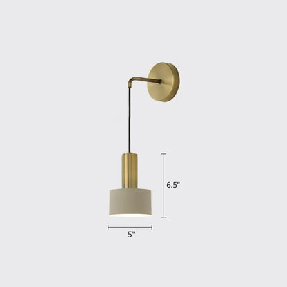 Minimalist brass bedside reading wall sconce with matte off-white shade and black cord compatible with e14 e26 e27 bulbs
