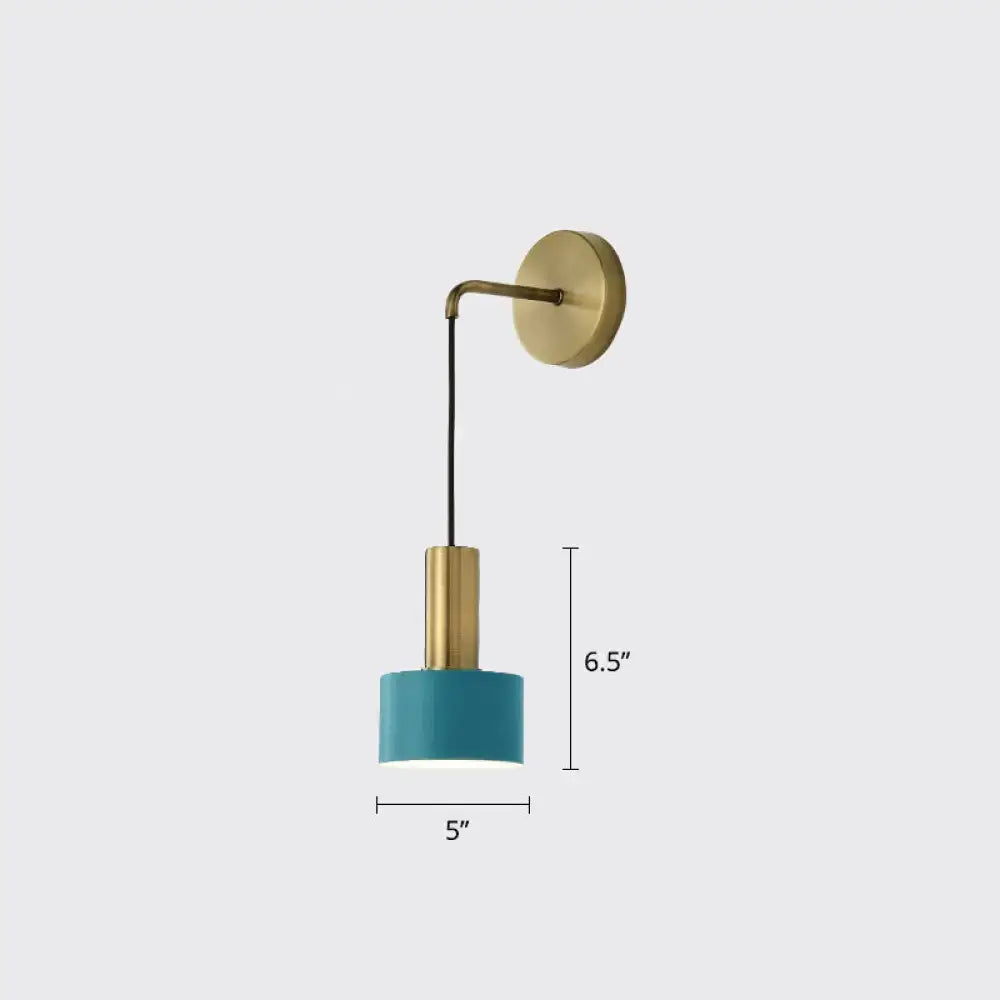 Modern pink and brass bedside reading light with brass arm and teal shade compatible with e14 e26 e27 bulbs