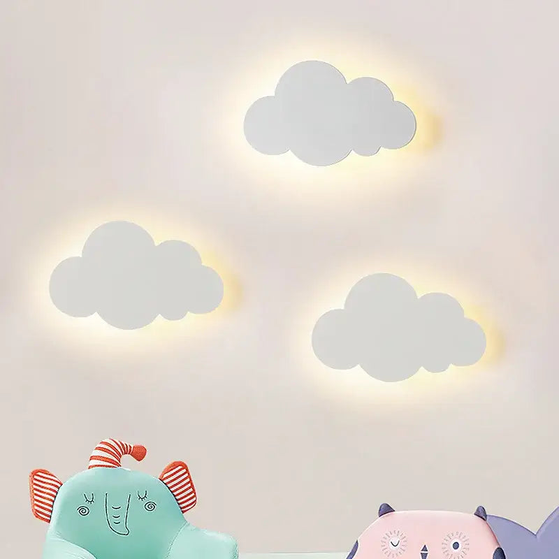 Three soft gray decorbites cloud wall lights with gentle glow for modern pink blue and yellow bedroom led decor