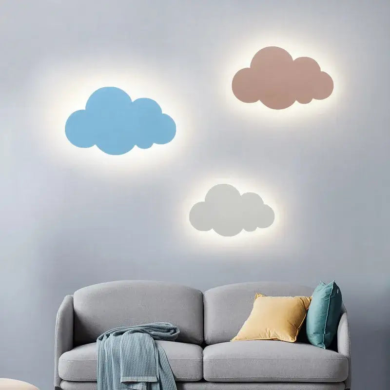 Modern pink blue and yellow decorbites cloud wall light with led soft glow in bedroom wall decorbites cloud design
