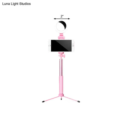 Modern pink circle led mirror selfie stick tripod with ring light attachment for bedroom lighting 220v-240v 110v-120v
