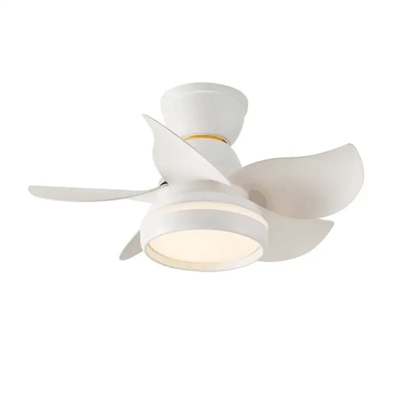 Modern pink and white kids ceiling fan with remote control featuring a white ceiling fan with led light and sleek blades