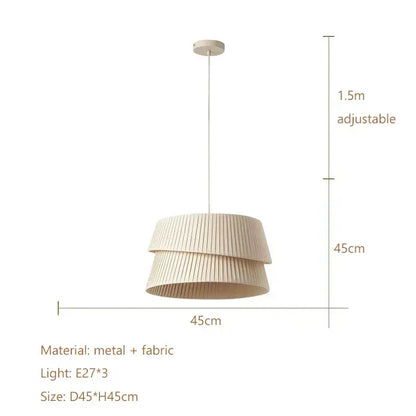 Beige tiered pendant cream led ceiling chandelier with pleated fabric shades and metal frame for living room decorbites cream led