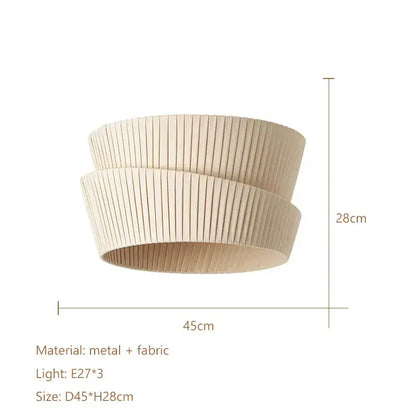 Modern pleated cream led ceiling chandelier featuring beige fabric and metal layered design for living room decorbites cream led