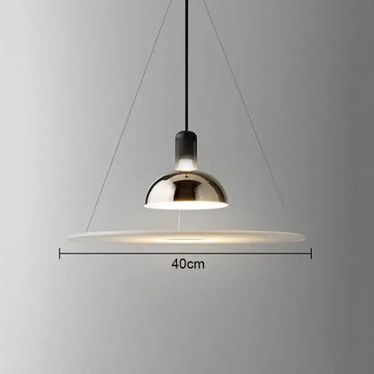 Modern polished brass and white flying saucer chandelier with sleek dome and minimalist shade by decorbites flying saucer
