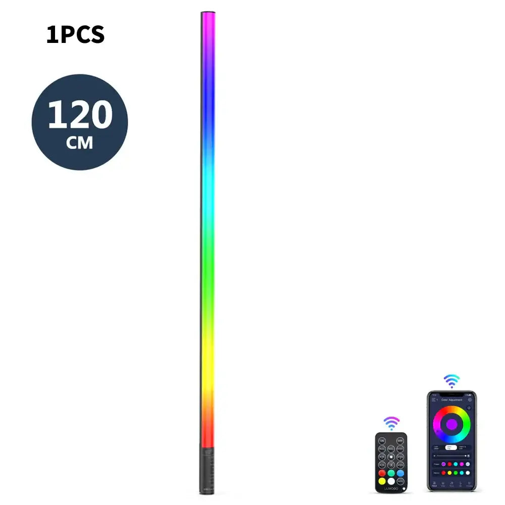 Modern rainbow rgb light stick decorbites 120cm with vibrant rainbow gradient and sleek metallic construction for living room decor