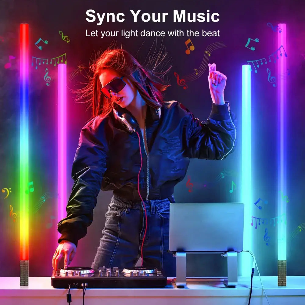 Modern rainbow rgb light stick decorbites 120cm with syncable music glowing vibrant rainbow hues for living room decor
