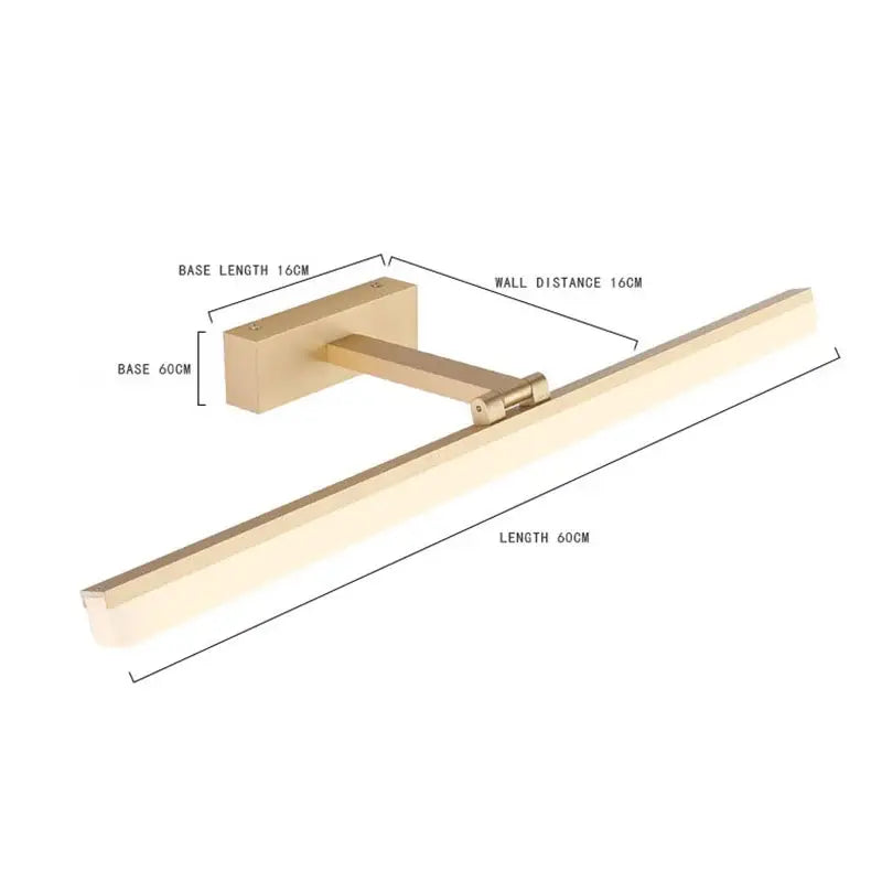 Modern rectangular acrylic golden mirror cabinet light 60cm long gold finished led wall mounted fixture for bathroom decorbites acrylic golden