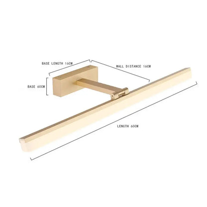 Modern rectangular acrylic golden mirror cabinet light 60cm long gold finished led wall mounted fixture for bathroom decorbites acrylic golden