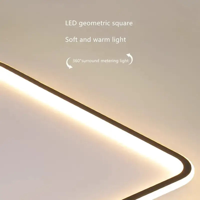 Modern rectangular black dimmable led ceiling chandelier with geometric square design and warm white illumination by decorbites