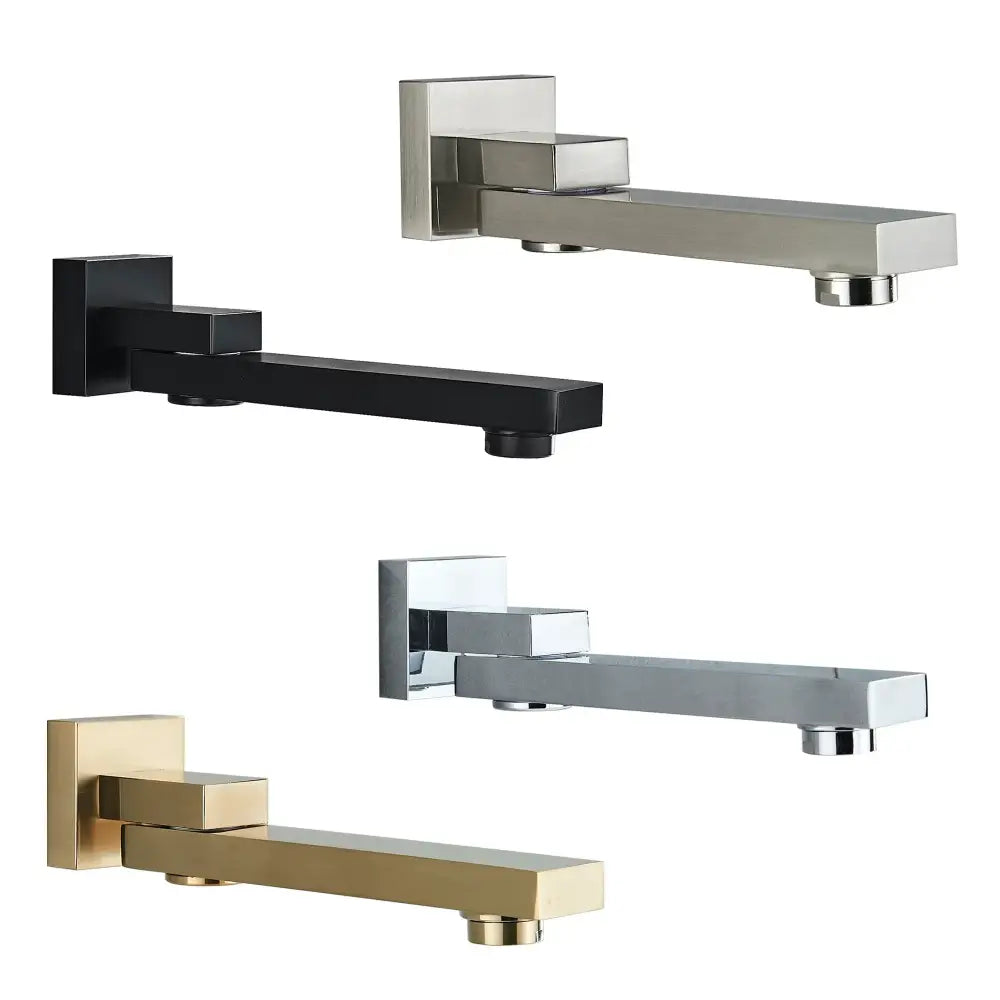 Modern rectangular brass chrome black bronze swivel shower spout in black brushed nickel and gold finishes for decorbites brass chrome bathroom decor