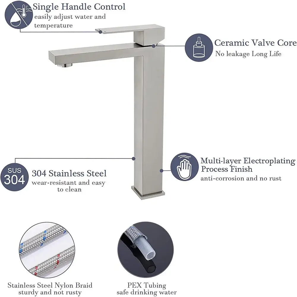 Modern rectangular basin faucet in brushed gold with minimalist design and single handle control by decorbites brushed gold
