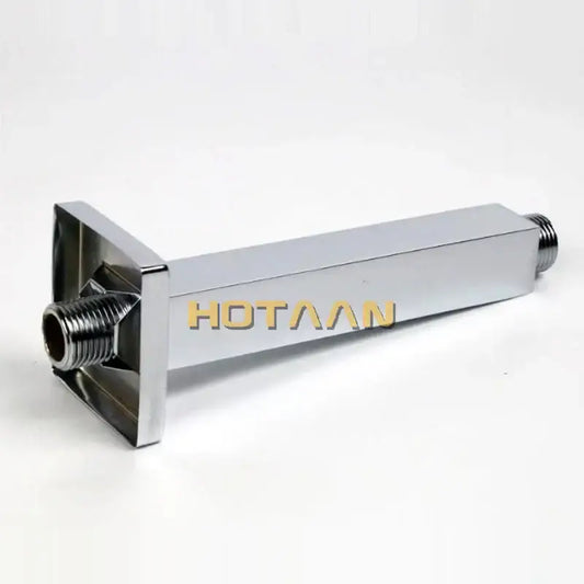 Modern rectangular chrome brass chromed shower arm bathroom wall mount with threaded connections on both ends