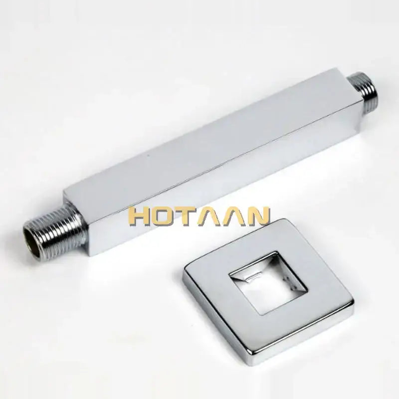 Modern rectangular chrome brass chromed shower arm adapter with threaded ends and square mounting plate by decorbites brass chromed shower