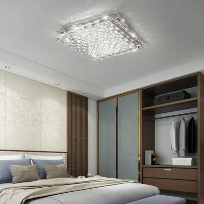 Modern rectangular crystal led ceiling chandelier with textured square design ideal for decorbites crystal led decor
