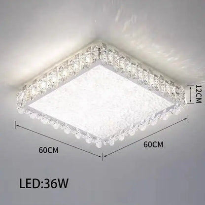 Modern rectangular crystal led ceiling lighting fixture with white textured center and decorbites crystal led ornate border