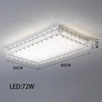 Modern rectangular crystal led ceiling lighting fixture with clear crystal beaded border and frosted panel decorbites crystal led