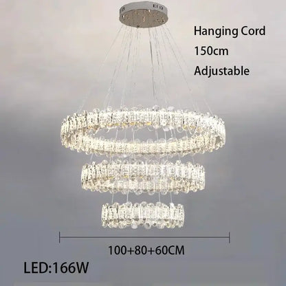 Modern rectangular decorbites crystal led lighting fixture with three-tiered crystal design and adjustable chrome ceiling mount