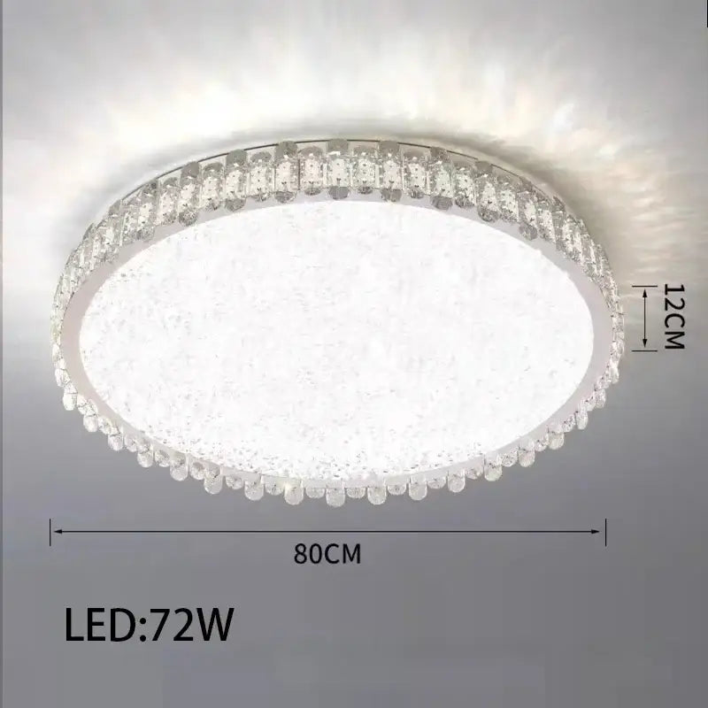Modern rectangular decorbites crystal led lighting fixture with sparkling crystal trim and frosted glass center 80cm diameter