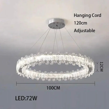 Modern rectangular crystal led ceiling lighting fixture with double-ring silver mount and clear crystal droplets decorbites crystal led