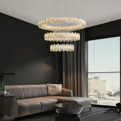 Modern rectangular crystal led ceiling lighting fixture with multi-tiered faceted glass elements for dining room decorbites crystal led
