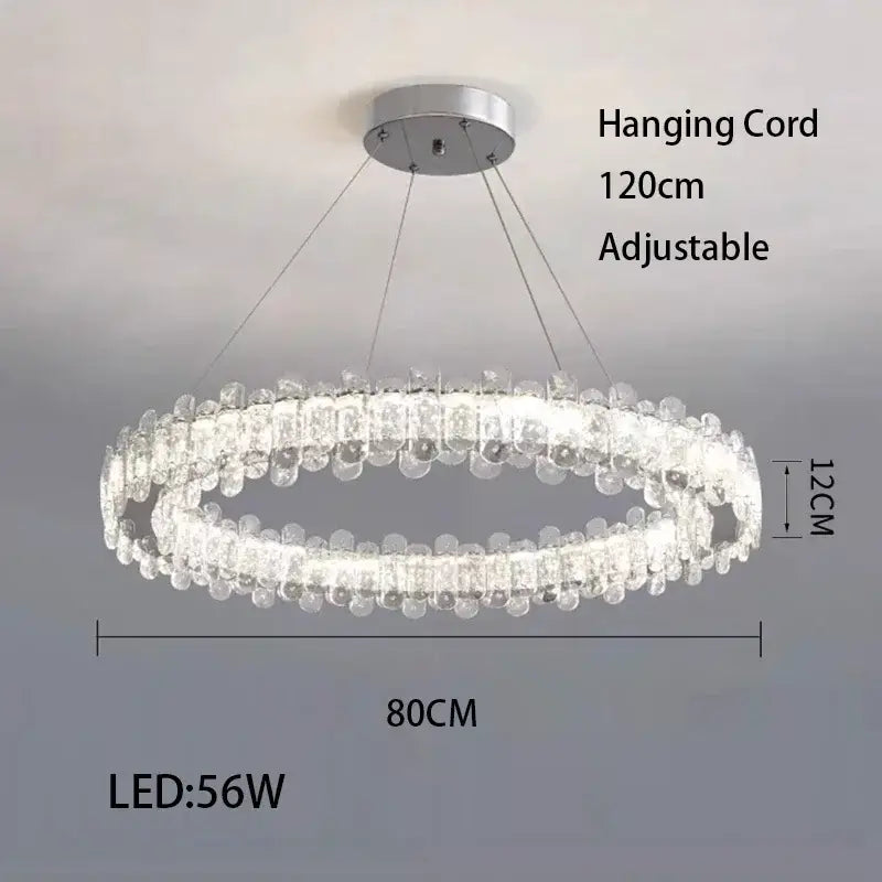 Modern rectangular crystal led ceiling lighting fixture with double-ring clear crystal beads and silver ceiling mount decorbites crystal led
