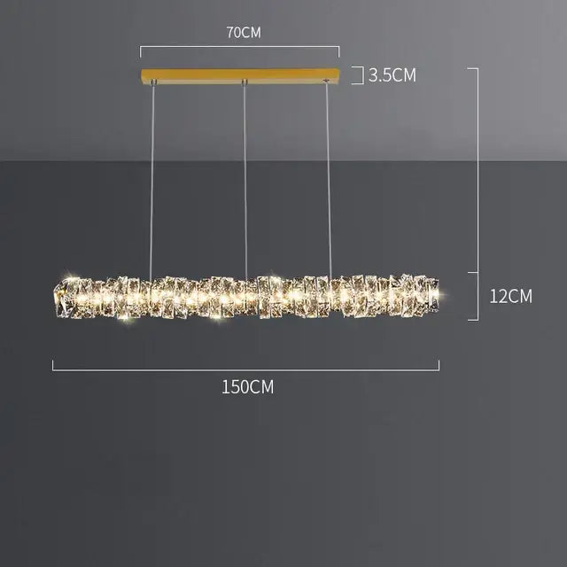 Modern rectangular elegant crystal pendant light with warm led glow and wooden ceiling mount for dining room decorbites elegant crystal pendant