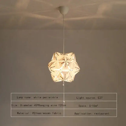 Modern red bauhinia flower chandelier featuring a white geometric pendant lamp with faceted pc and non-woven fabric design