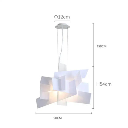 Modern white geometric pendant lamps with layered angular paper-like shades for decorbites acrylic leaf pendant lighting