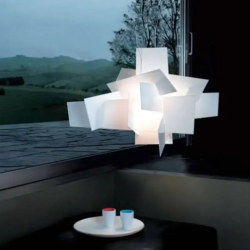 White geometric pendant lamp made of translucent acrylic leaf material for modern decorbites pendant lamps decor