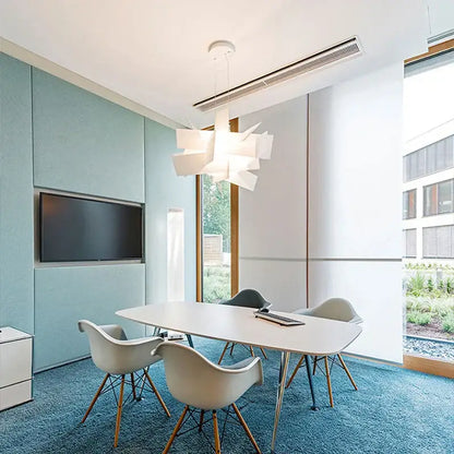 Modern white paper-like pendant lamps hanging from ceiling complement decorbites acrylic leaf pendant design