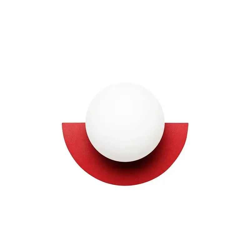 Modern red and orange decorbites glass ball led wall lamp with a white spherical bulb for bedroom ambient light
