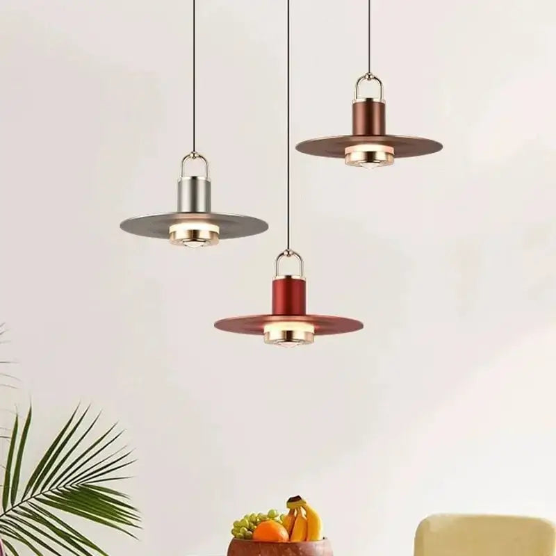Modern red umbrella pendant lamp with colorful umbrella pendant disc-shaped shades in silver copper and red for decorbites decor