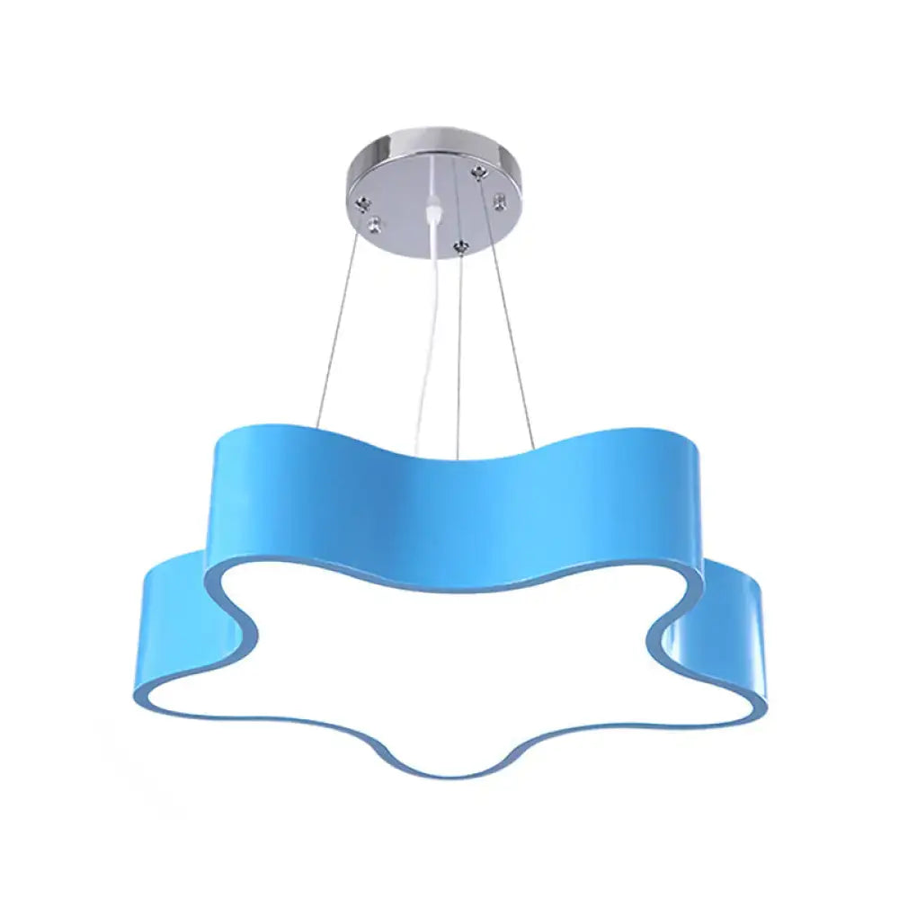 Modern blue cloud-shaped pendant light with chrome mount for child care centre led centre led hanging use