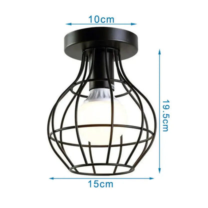 Modern retro black iron cage ceiling light with frosted glass bulb ideal for kitchen lighting decorbites iron cage design