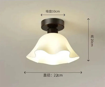 Modern ribbed decorbites ceramic glass chandelier with off-white wavy lampshade and dark bronze ceiling mount