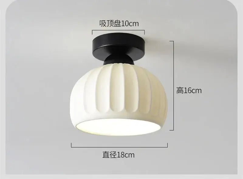 Cream-colored ribbed ceramic glass chandelier with black suction cup base by decorbites ceramic for modern living room decor