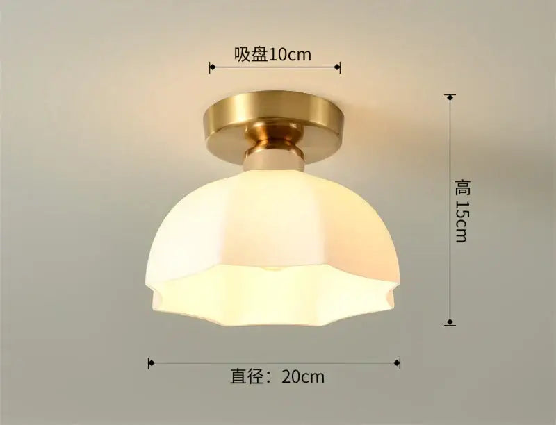 Modern ribbed decorbites ceramic glass chandelier with warm-toned hexagonal glass shade and brass mount for living room decor