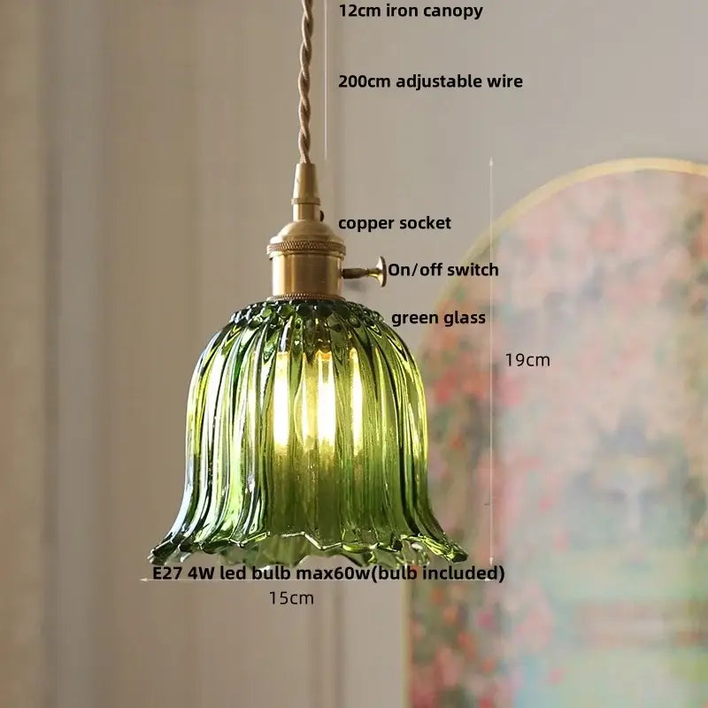 Modern ribbed clear glass led pendant light with green fluted shade and brass accents for kitchen decorbites clear glass fixture
