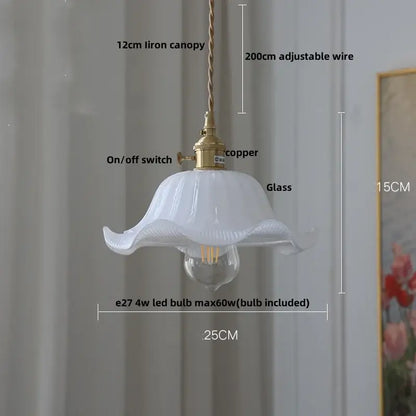 Modern ribbed clear glass led pendant light with white fluted design and brass copper hardware for kitchen decorbites clear glass