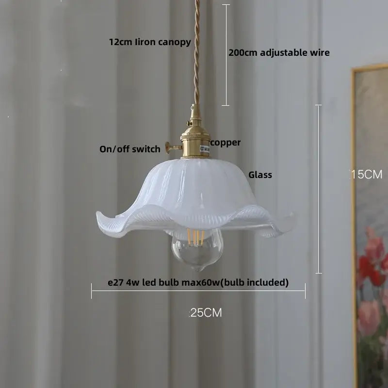 Modern ribbed clear glass led pendant light with white fluted glass and brass-colored copper hardware by decorbites clear glass