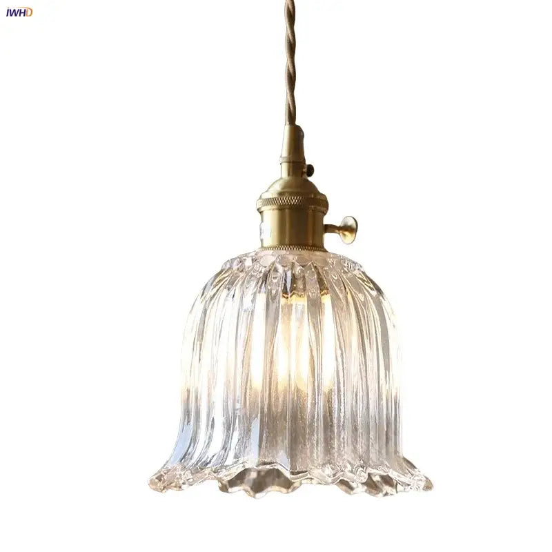 Modern ribbed clear glass led pendant light with brass fixture and twisted cord for decorbites clear glass pendant light