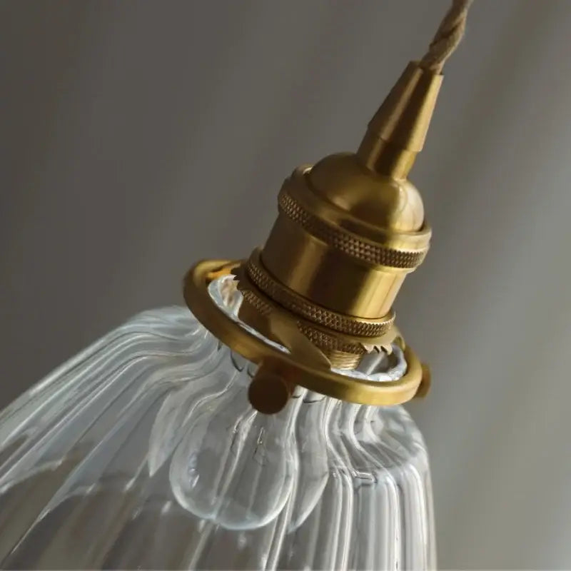 Modern ribbed clear glass pendant light with brass finish suitable for kitchen decorbites clear glass nordic style