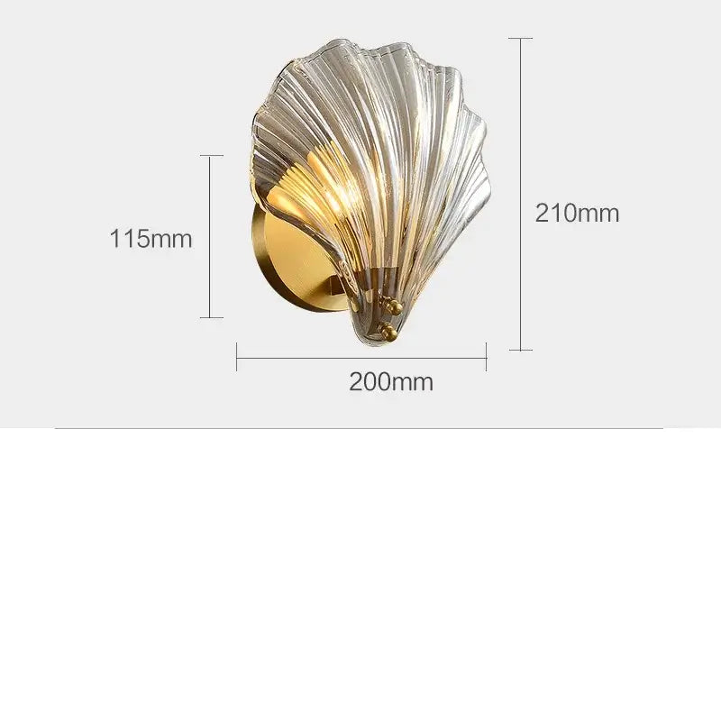 Modern ribbed glass copper led wall lamp featuring a translucent glass shell and gold-toned copper led wall base
