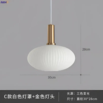 White ribbed glass pendant light with gold toned metal fixture modern glass pendant for dining room lighting