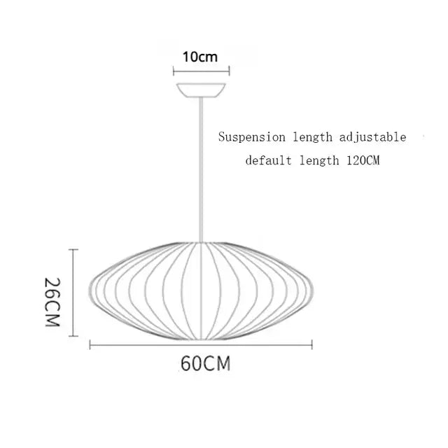Modern ribbed white elegant silk designer pendant lamp with oval shape and adjustable suspension for living room decorbites elegant silk